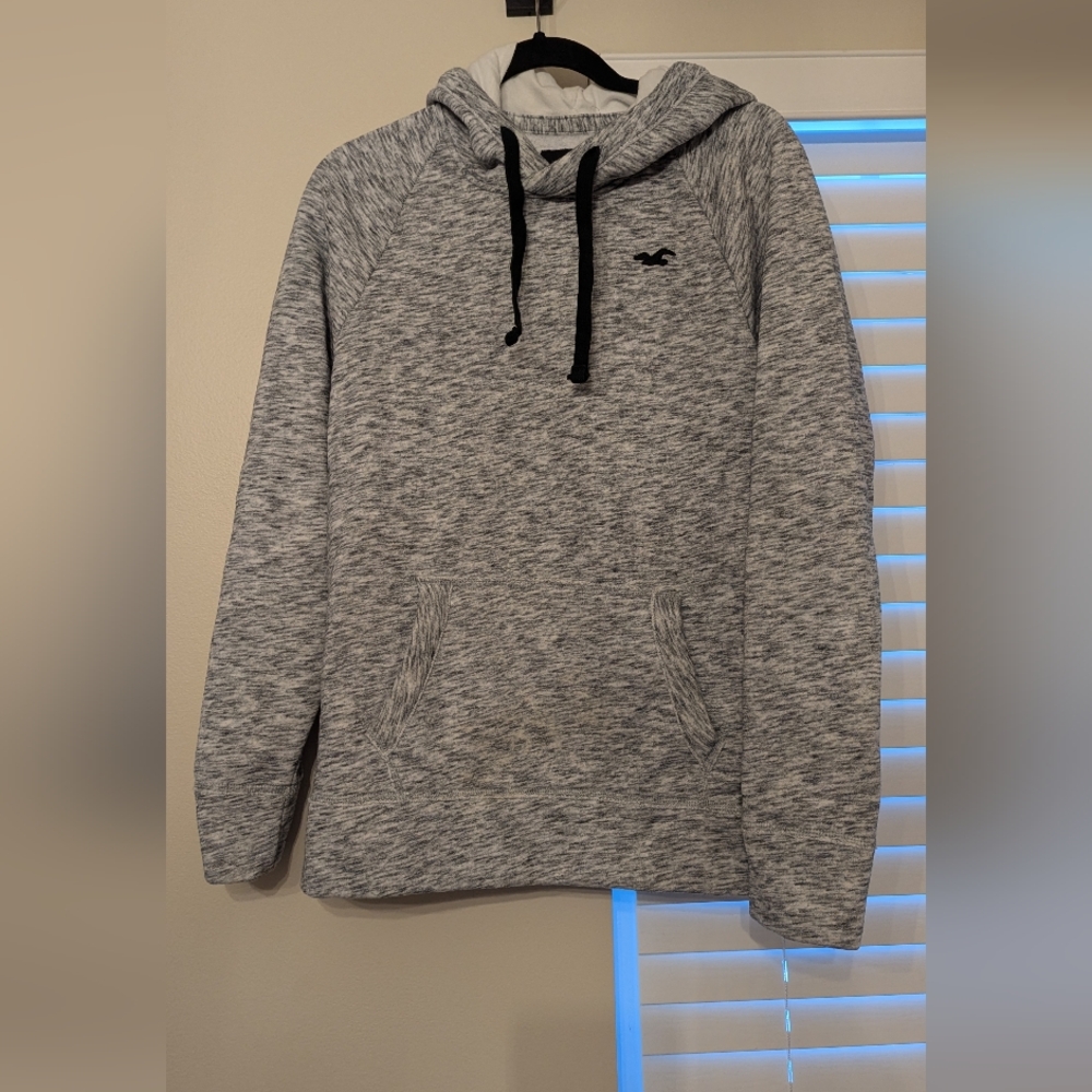 Hollister Gray and Black Pullover Hoodie